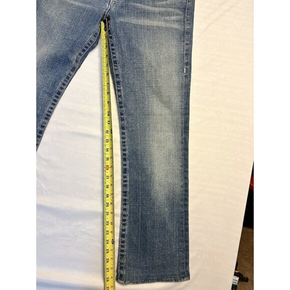 True Religion Disco Billy Big T Jeans Size 31x29 Blue Denim Low Rise Rhinestone - Picture 9 of 11